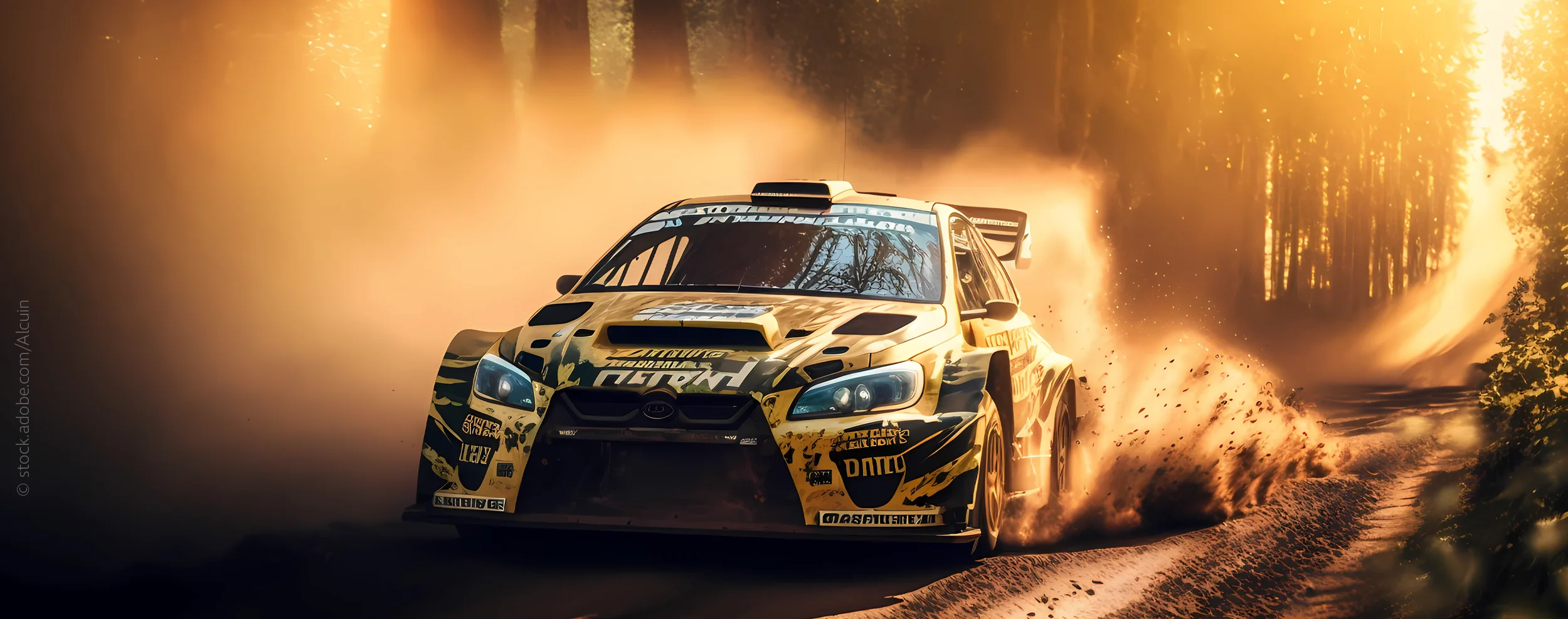 KI-Bild Sportauto fährt durch den Wald